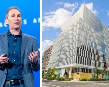 Amazon CEO Andy Jassy and the office at Wynwood Plaza.