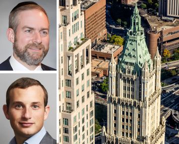 Avi Schron, principal at Cammeby’s International (top), Alex Witkoff of Witkoff Group, and the Woolworth Building.