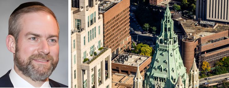 Avi Schron, principal at Cammeby’s International (top), Alex Witkoff of Witkoff Group, and the Woolworth Building.