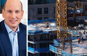 AvalonBay President and CEO Benjamin Schall, and an apartment complex under construction.