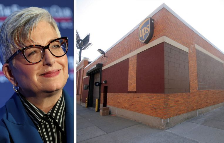 UPS CEO Carol Tomé and 49-10 27th Street, Queens.