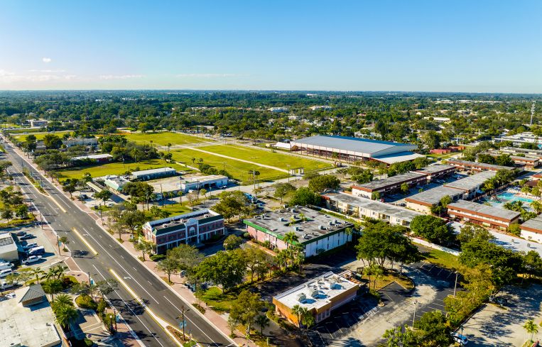 An aerial view of downtown Davie, Fla.