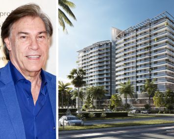 Edgardo Defortuna of Fortune International Group and a rendering of the Nexo Residences project in North Miami Beach, Fla.
