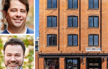 GFP Real Estate's Eric Gural (top) and Martin McGrath, and 285 North Sixth Street, Brooklyn.