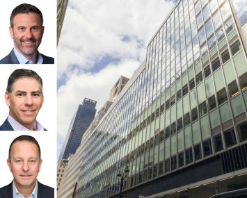 Newmark's Erik Harris (top), Neil Rubin (center) and Scott Klau (bottom), and 111 West 33rd Street.