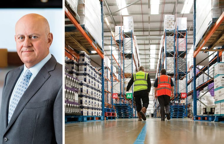 Prologis CEO Hamid Moghadam and a Prologis warehouse.