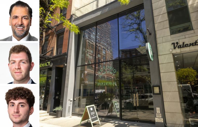 Meridian Capital Group's James Famularo, Jacob Mayer and Kyle Fink, and 824 10th Avenue.