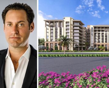 Related Group CEO Jon Paul Pérez and a rendering of Related's planned residential development at 6600 North Military Trail, Boca Raton, Fla.