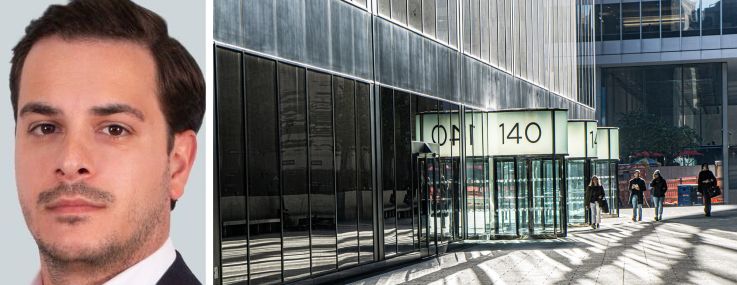 CBRE's Josh Pernice and 140 Broadway.