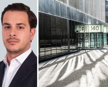CBRE's Josh Pernice and 140 Broadway.