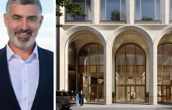 Rabina President and CEO Josh Rabina, and a rendering of the entrance to 520 Fifth Avenue.