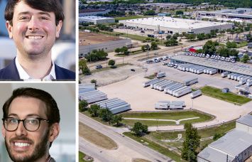 Cooper Horowitz's Justin Horowitz, Triten Real Estate Partners' Zach Dobin, and an industrial outdoor storage space at 6816 Fairbanks North Houston Road.