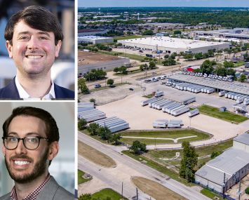 Cooper Horowitz's Justin Horowitz, Triten Real Estate Partners' Zach Dobin, and an industrial outdoor storage space at 6816 Fairbanks North Houston Road.