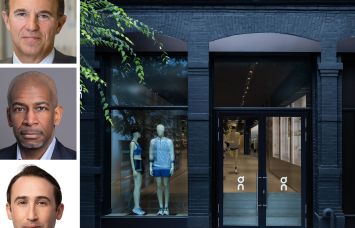 Acadia Realty's Kenneth Bernstein (top) and Reggie Livingston (center), JLL's Ethan Stanton (bottom), and 93 North 6th Street, Brooklyn.