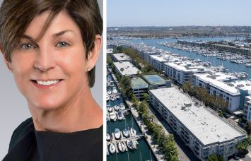 Colliers's Kitty Wallace and 13999 Marquesas Way in Marina Del Rey, Calif.
