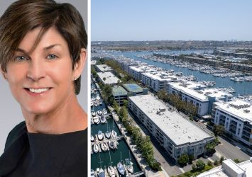 Colliers's Kitty Wallace and 13999 Marquesas Way in Marina Del Rey, Calif.