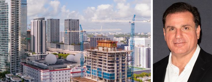 Partial construction of the Legacy Hotel & Residences in July 2024 in Miami, and developer Dan Kodsi.