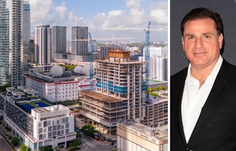 Partial construction of the Legacy Hotel & Residences in July 2024 in Miami, and developer Dan Kodsi.
