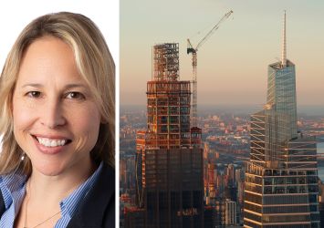 Lisa Woodruff of Turner & Townsend and construction on the headquarters for JPMorgan Chase in April 2023.
