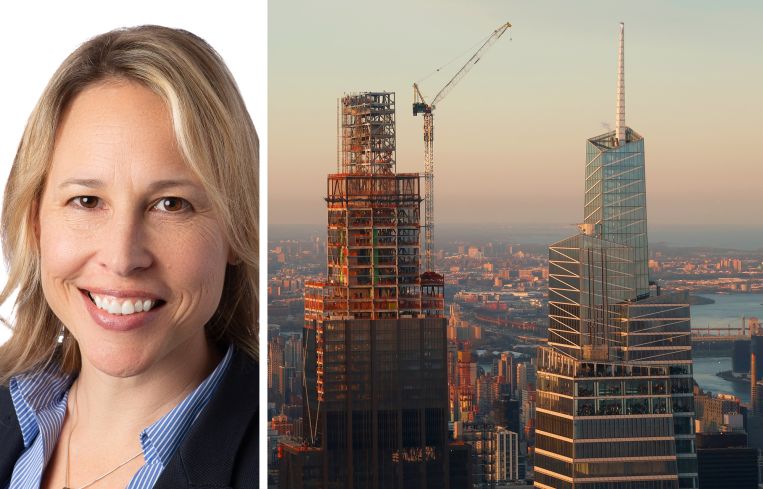 Lisa Woodruff of Turner & Townsend and construction on the headquarters for JPMorgan Chase in April 2023.