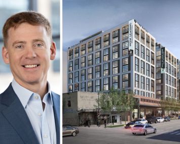 JBG Smith CEO Matt Kelly and a rendering of The Batley, 1270 Fourth Street NE, Washington, D.C.