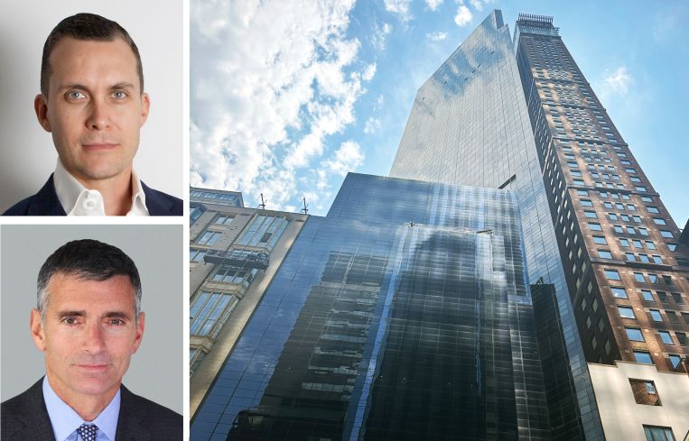 GDS Development Group's Michael Kirchmann (top), Cushman & Wakefield's Mark Weiss, and 142 West 57th Street.