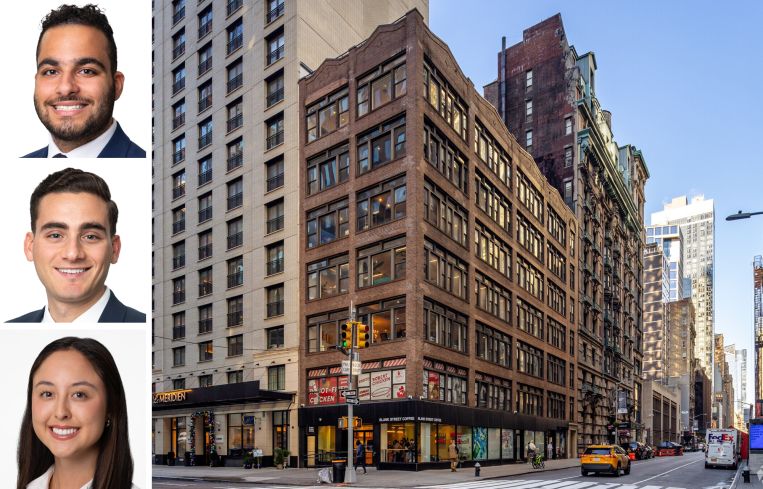 Meridian Capital's Noam Aziz (top), John Roesch (center), Mariko Tanaka (bottom), and 298 Fifth Avenue.