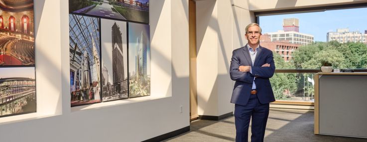 Edward Broderick at Gilbane's Providence headquarters.