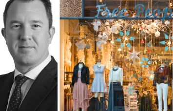 Newmark's Peter Whitenack and a Free People store display.