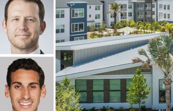 Mesa West Capital's Russell Frahm (top), Berkadia's Scott Wadler (bottom), and Easton Riverview in Tampa, Fla.