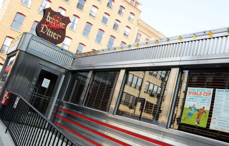 The now-closed Café De La Esquina housed in the former Wythe Diner in Williamsburg, Brooklyn.