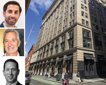 Adam Henick (top) and Oded Nachmani (center) of Current Real Estate Advisors, Brett Harvey of Newmark (bottom), and 568 Broadway.