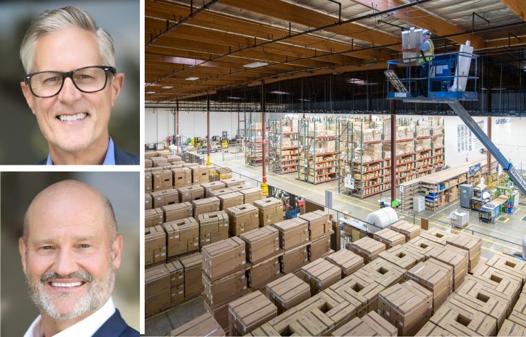 Lee & Associates's Allen Buchanan (top) and Bryan Miller (bottom) and inside one of Prologis's warehouses.