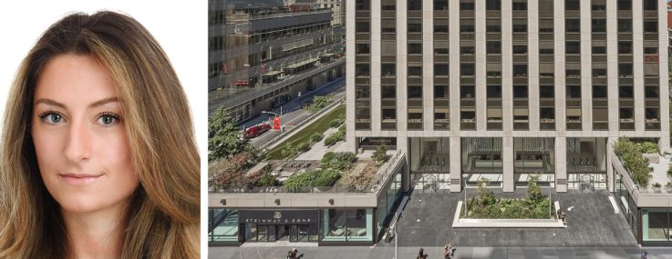 JLL's Andrew Coe (top) and Margaux Kelleher (bottom), and 1133 Avenue of the Americas.