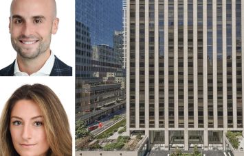 JLL's Andrew Coe (top) and Margaux Kelleher (bottom), and 1133 Avenue of the Americas.
