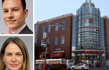 Colliers's Andrew Jacobs (top) and Jackie Chesler (bottom), and Triangle Junction at 1600 Flatbush Avenue, Brooklyn.