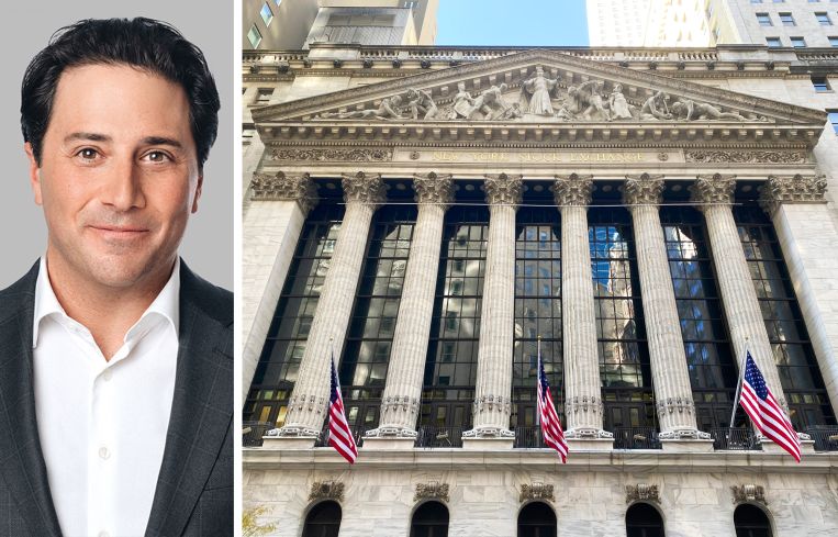 Michael Arougheti, co-founder and CEO of Ares Management, and the New York Stock Exchange.