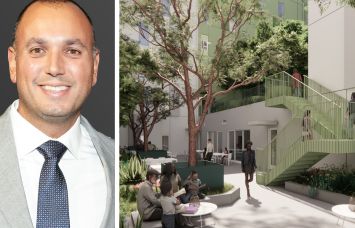 Thrive Living's Ben Shaoul and a rendering of 1141 North Vermont Street, Los Angeles.
