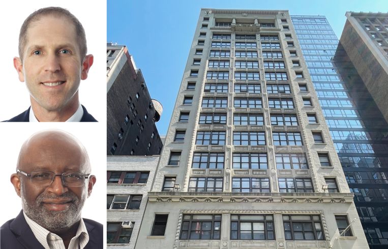 ABS Partners's Ben Waller (top) and Colin Godwin (bottom), and 29 West 38th Street.