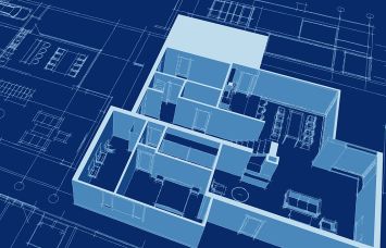 A 3rd set of walls coming out of a blueprint.