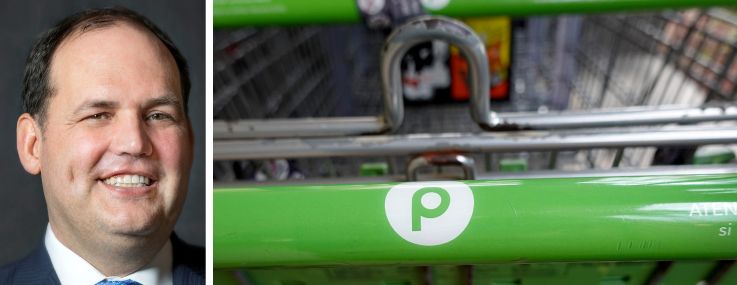Brian Harper, founder and managing partner of 11North Partners, and shopping carts at a Publix store.