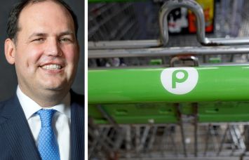 Brian Harper, founder and managing partner of 11North Partners, and shopping carts at a Publix store.