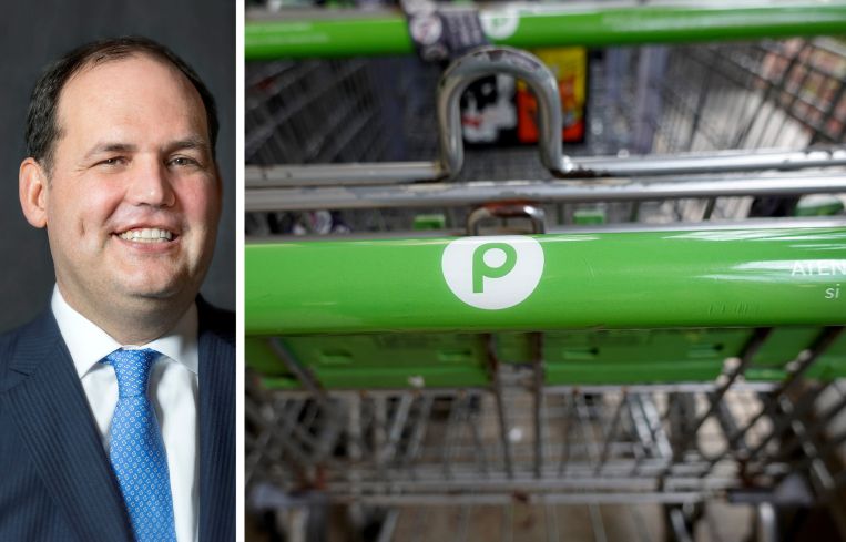Brian Harper, founder and managing partner of 11North Partners, and shopping carts at a Publix store.