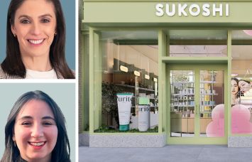 CBRE's Cassie Durand (top) and Aylin Gucalp (bottom), and a Sukoshi store.