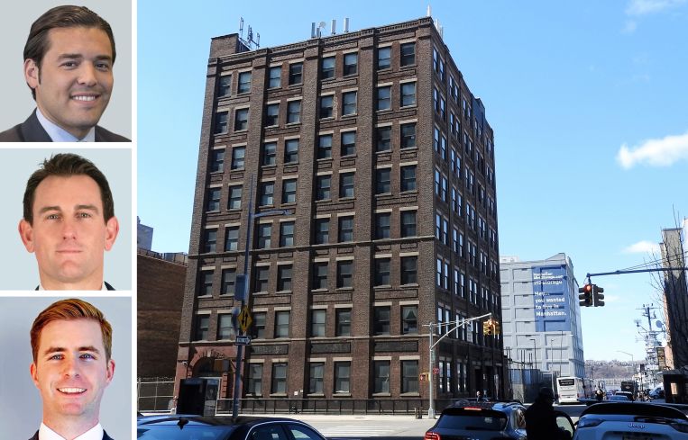 CBRE’s Daniel Kaplan (top), Doug Middleton (center), Jack Stillwagon (bottom), and 599 11th Avenue.