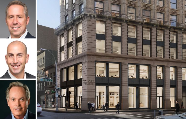 Newmark's David Falk (top) and Jason Greenstein (center), Taconic Partners's Paul Pariser (bottom) and 817 Broadway.