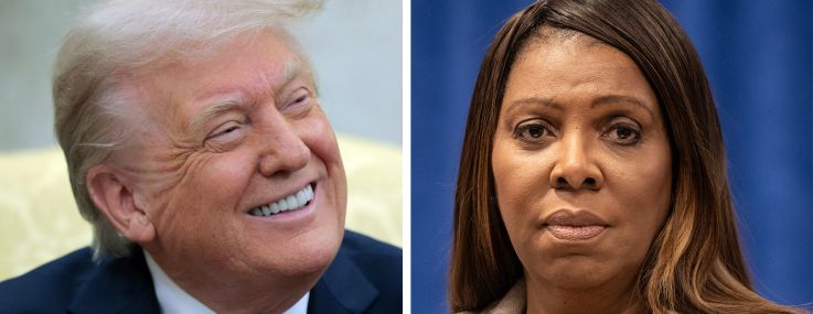 President Donald Trump (left) and New York State Attorney General Letitia James (right).