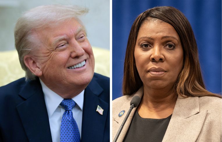 President Donald Trump (left) and New York State Attorney General Letitia James (right).