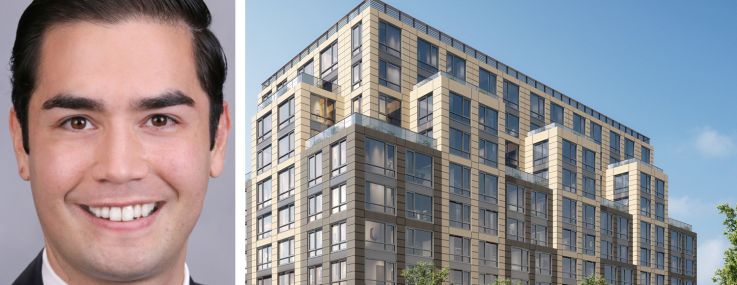 Rosenwach Group's Henry Rosenwach and a rendering of a proposed conversion of LaGuardia Shopping Center to a mixed-use property.