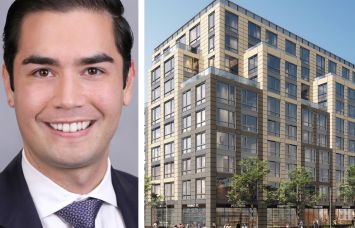 Rosenwach Group's Henry Rosenwach and a rendering of a proposed conversion of LaGuardia Shopping Center to a mixed-use property.